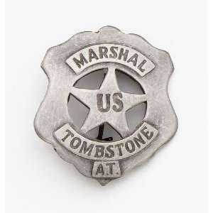  SILVER U.S. TOMBSTONE MARSHALL BADGE 