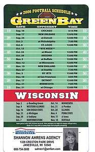 Green Bay Packers 2006 Magnet Schedule  
