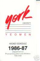 1986 87 York University Yeomen Hockey Schedule  