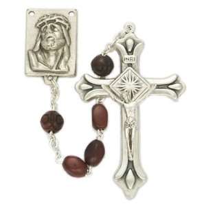  6mm Brown Coco Beads and Jesus Center Rosary Jewelry