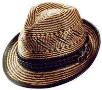 New Carlos Santana Mens Brown Summer Toyo Jazz Fedora Hat Faux Leather 