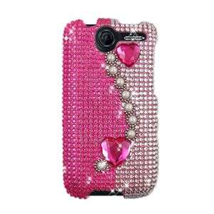 HOT PINK HEARTS BLING HARD CASE COVER FOR HTC DESIRE G7 PROTECTOR SNAP 