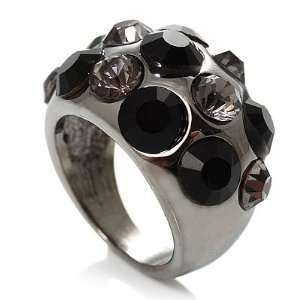  Jet Black Crystal Band Ring   size 7 Jewelry