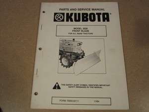Kubota 2020 Snow Front Blade parts & service manual  