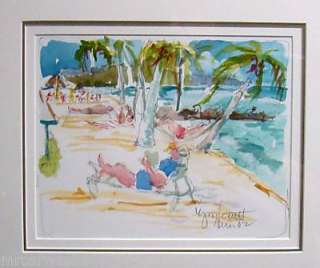 WATER COLOR PICTURE SIESTA NEVIS ART BY LYNN PARROT  