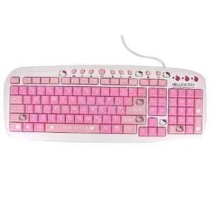  Cute Kitty Waterproof Slim Multimedia Keyboard Pink 