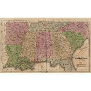   Olney 1829 Antique Map of the Southern States