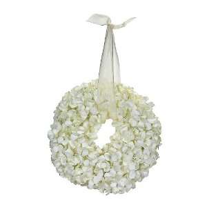  Hydrangea wreath small w/ ribbon in white Electronics