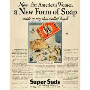  1928 Ad Super Suds Dishes Washing Flakes Soap Box Foam 