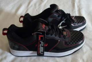 NWT Mens sz 8.5 Black Red and White Patent Leather FUBU Sneakers 