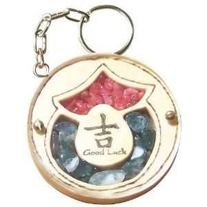  Magic Unique Gemstone and Wooden Amulet Good Luck Keychain 