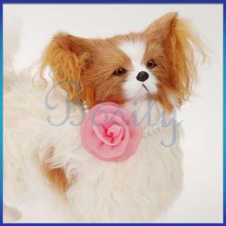 Dog Cat Pet Necklace Beaded Necklace Pink Rose Flower Wedding Collar 