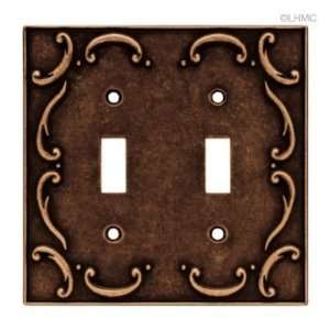  Double Switch Wall Plate   French Lace   Sponged Copper L 