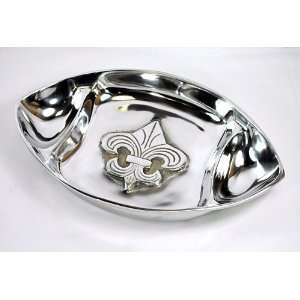  Chip & Dip Fleur de Lis Design Oval Divided Dish, 14 