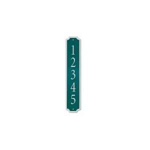 Cast Aluminum Plaque Column Green Silver Characters Surface Mounted