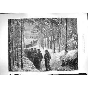  1881 Funeral Norway Snow Ice Forest Trees Fine Art