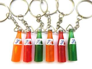 Lot of 6 Keychains MIX Fanta Pop Soda Bottles Plastic  