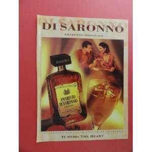 Amaretto DiSaronno Originale,1991 Print Ad. (man/woman/having drink 