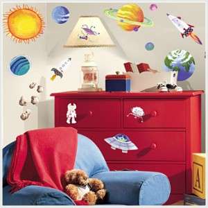   New OUTER SPACE WALL DECALS Planets Stars Stickers Boys Bedoom Decor