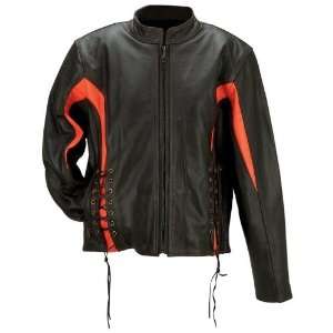  LADIES ORGE/BLK LEATHER JKT M