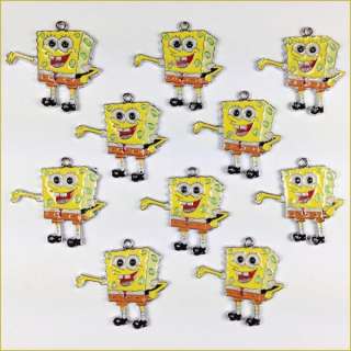 Lot Wholesale 10pcs Spongebob Squarepants Metal Charm Pendant DIY 