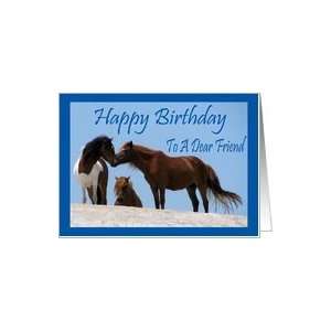  Birthday To Friend, wild horses on beach Card Health 