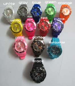 piece Ice Silicone Unisex Watch with Calendar 13 Colors with 