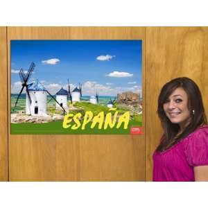  Windmills Spain Travel Poster