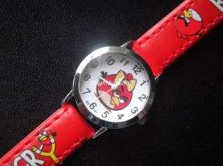 Red Angry Bird 3D Cartoon Leather Quartz Wrist Watch Lady Girl Gift 