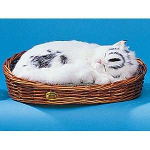  Cat Large Sleeping In Basket Decoration Statue Collectible Cute 