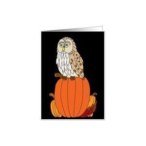  Mabon Blessings Owl on Pumpkins Card Health & Personal 