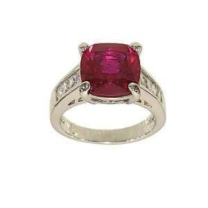  Special Cushion Cut Synthetic Ruby and Channel Set Clear 