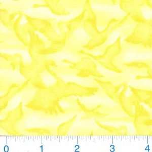  45 Wide Garden Delight Swans in Flight Yellow Fabric By 