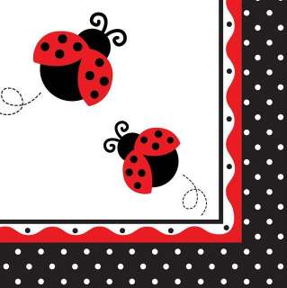Fancy Ladybug Polka Dot Baby Shower Lunch Napkins x 16  