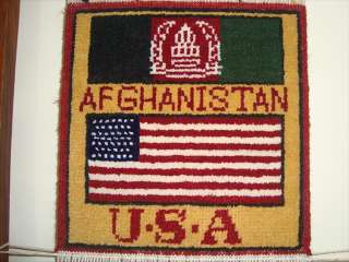 GENUINE HAND MADE RUG LOOM USA & AFGHAN FLAG HANDKNOTED  