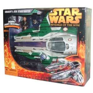  Action Figure Vehicle Set   Anakins (Green Color) Jedi Starfighter 