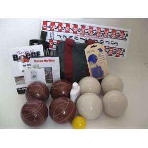 Everything Bocce package   107mm EPCO Red and White balls, Score Tower 