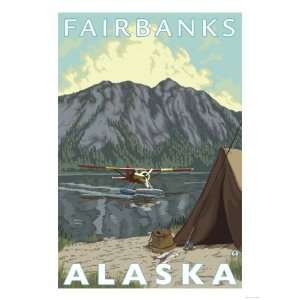  Bush Plane & Fishing, Fairbanks, Alaska Giclee Poster 