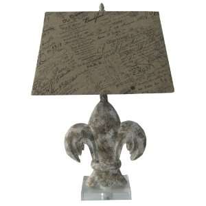   Table Lamp, Antique Resin with Paris Writing Shade