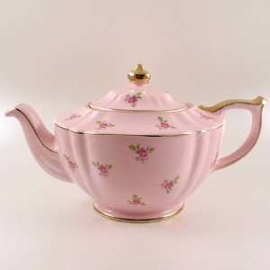  Sadler China Vintage Pink Teapot with Pink Roses #2353 