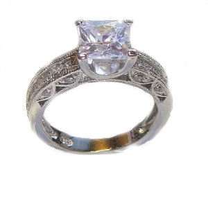  Antique Style Princess Cut Cz Engagement Wedding Ring (6 