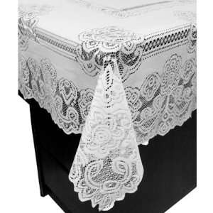  Nice Vintage Look White Color Table Cloth Crochet Lace 