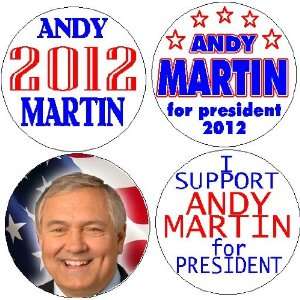 Set of 4 ANDY MARTIN Mini 1.25 Pinback Buttons ~ President 2012