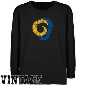  NCAA Angelo State Rams Youth Black Distressed Logo Vintage 