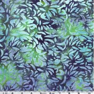  45 Wide Rayon Batik Leafy Navy/Green Fabric By The Yard 