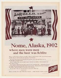 1965 Schlitz Beer Nome Alaska 1902 Northern Hotel Ad  