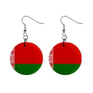  Belarus Flag Button Earrings 