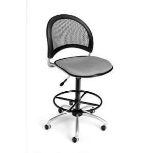   Armless Modern Moon Mesh Back Drafting Chair In Putty