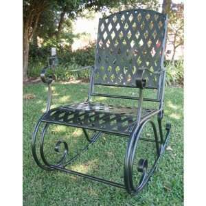   Diamond Lattice Wrought Iron Rocking Chair Patio, Lawn & Garden