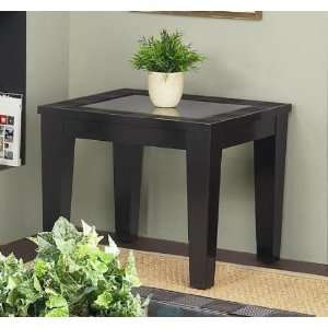  End Table with Glass Inlay Top in Dark Espresso Finish 